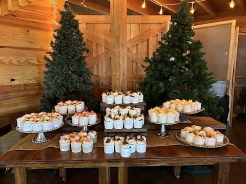 cupcakes on assorted pewter cupcake stands