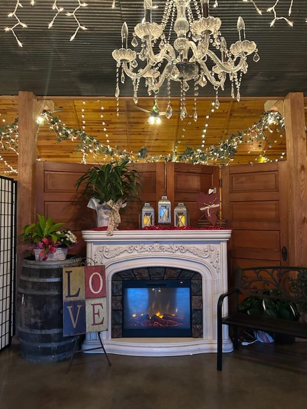 decorated fireplace in event venue