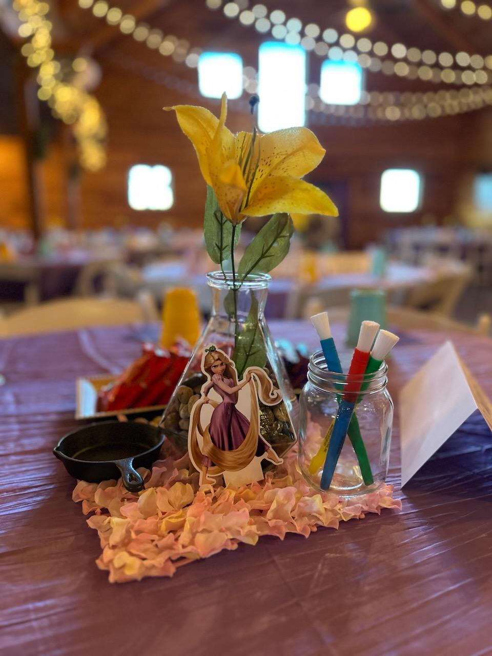 Tangled table centerpieces for party
