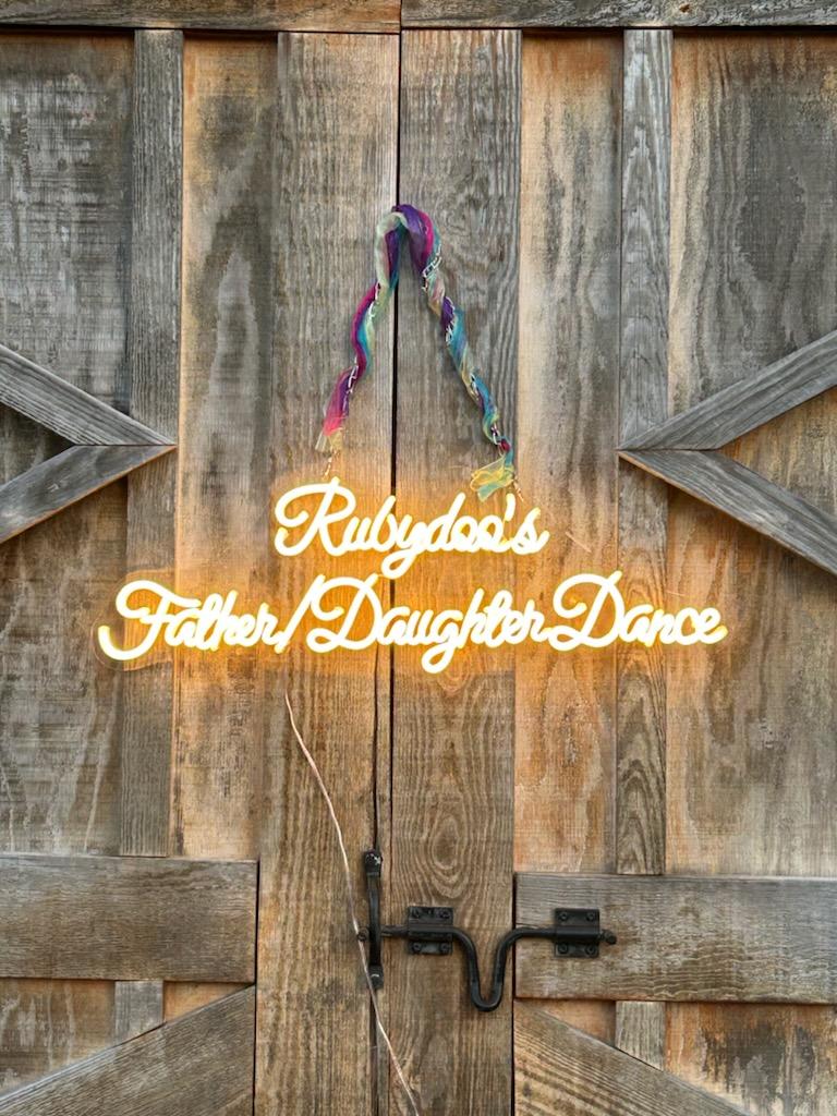 neon sign for father daughter dance