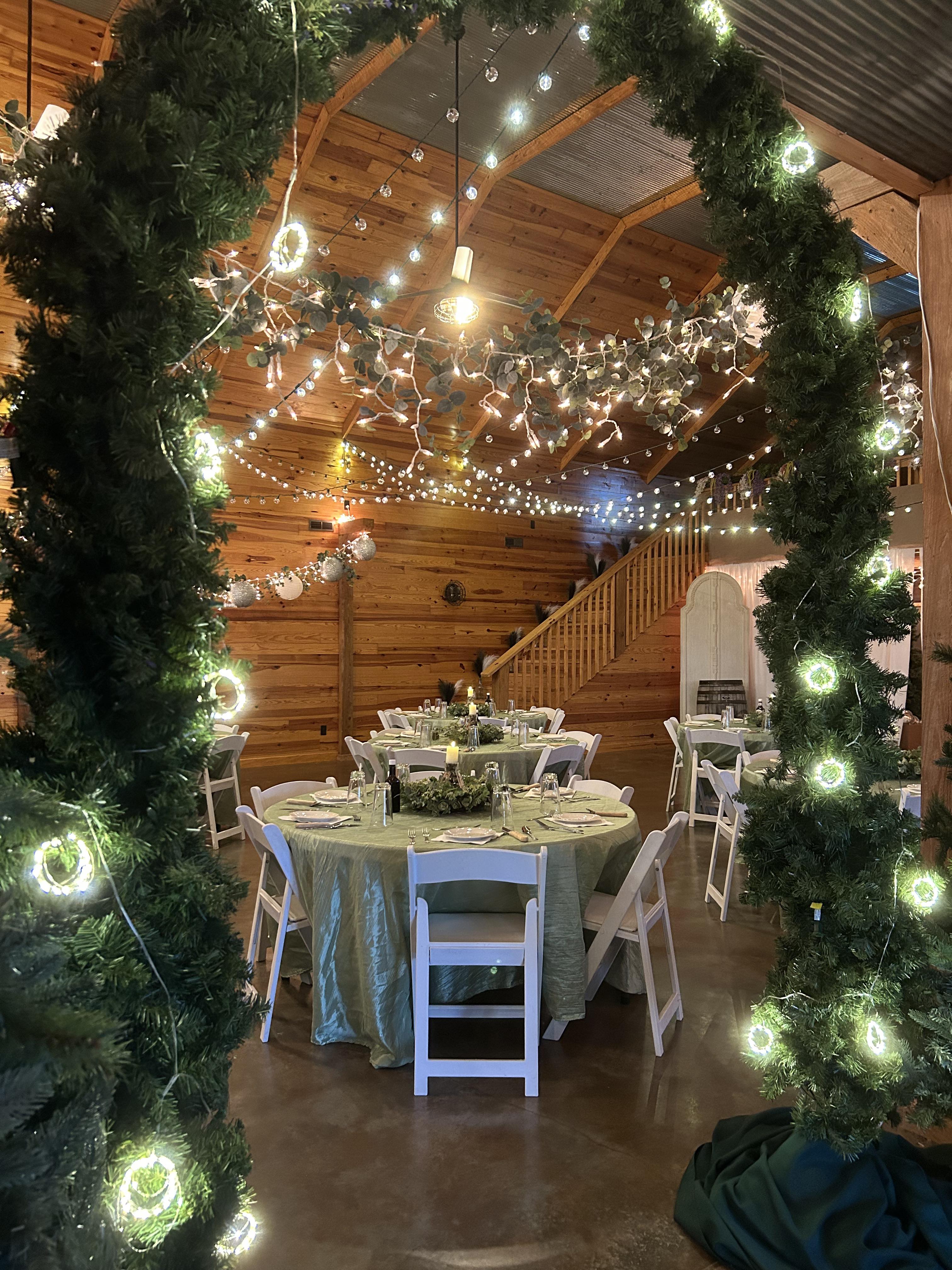 garland arch at Christmas party